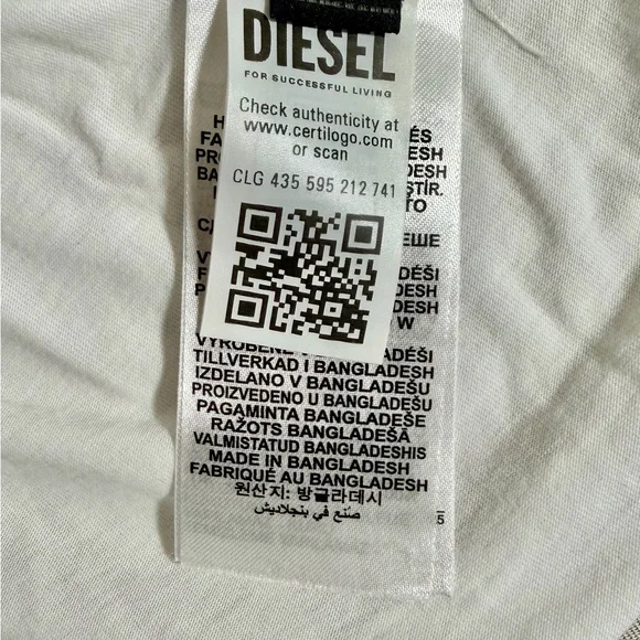 🔥 DIESEL ✅ White Graphic Men's Tee Slim Fit Shirt Diesel Industry Denim Division - Picture 7 of 11